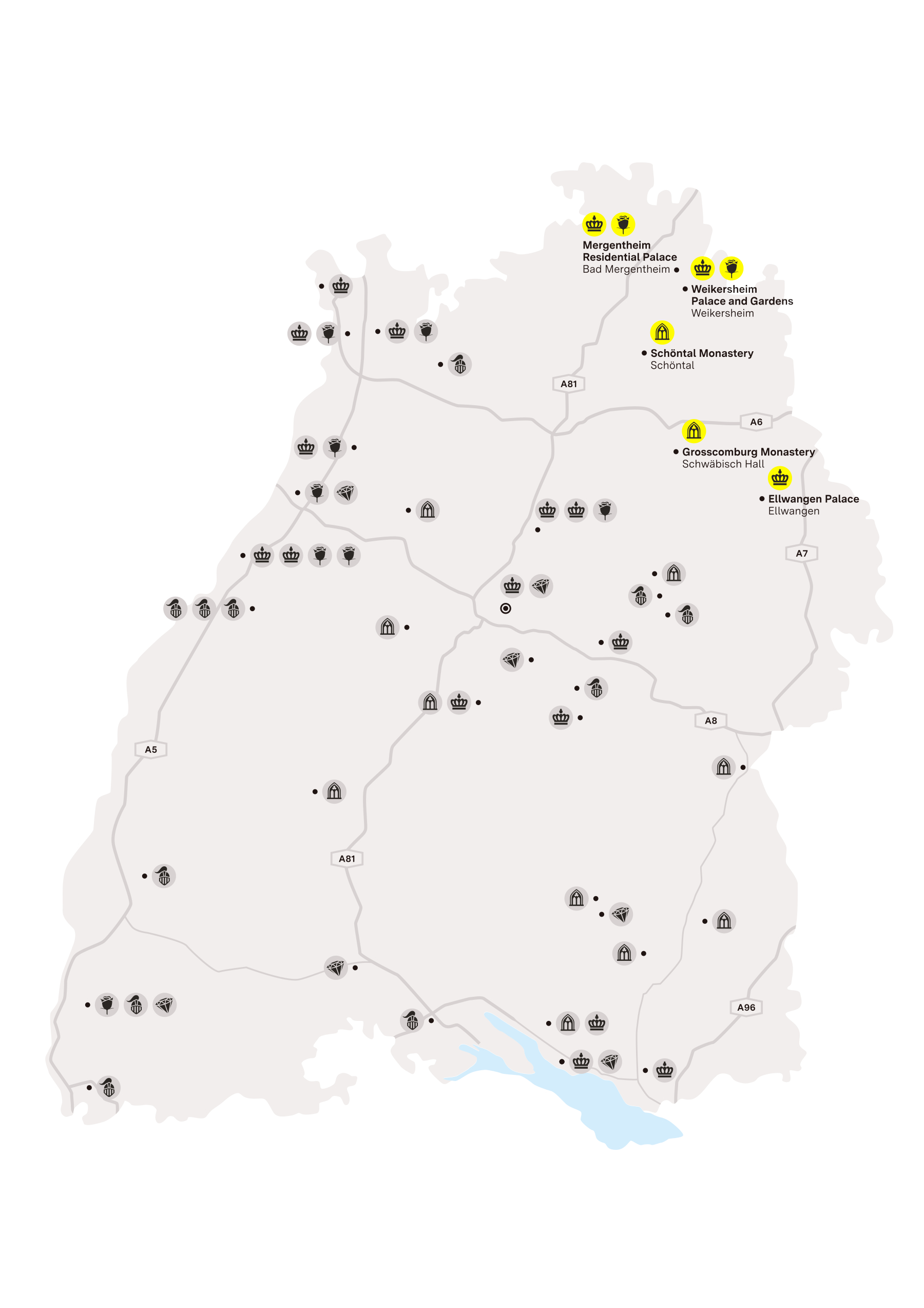 journey map, Illustration: Staatliche Schlösser und Gärten Baden-Württemberg, JUNG:Kommunikation GmbH