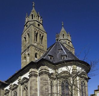 Außenansicht der Stiftskirche von Kloster Großcomburg