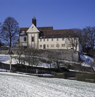 Außenansicht der Klosterkirche St. Ägidius des Klosters Kleincomburg