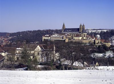 Kloster Großcomburg, Aussen, Schneebild vom Kloster